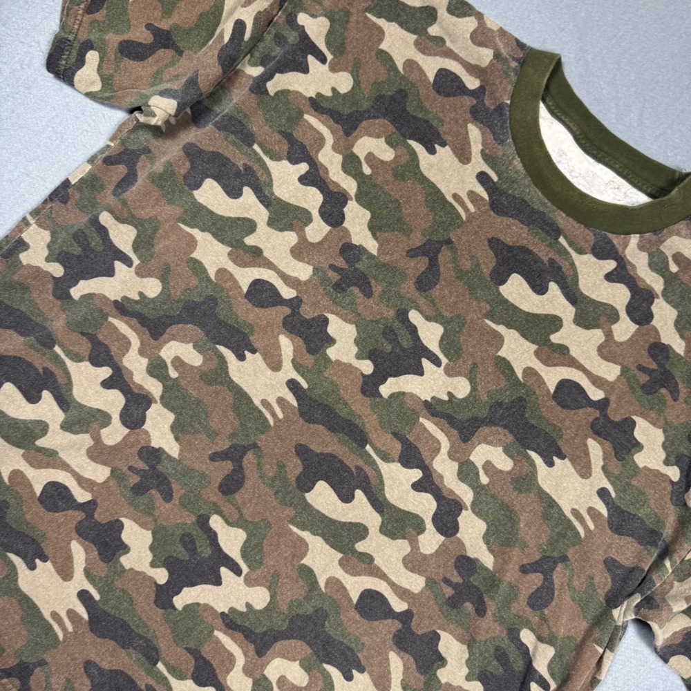 Camo T-Shirt Men XL Green Woodland Camouflage Short Sleeve Military Tactical Tee - Picture 3 of 10